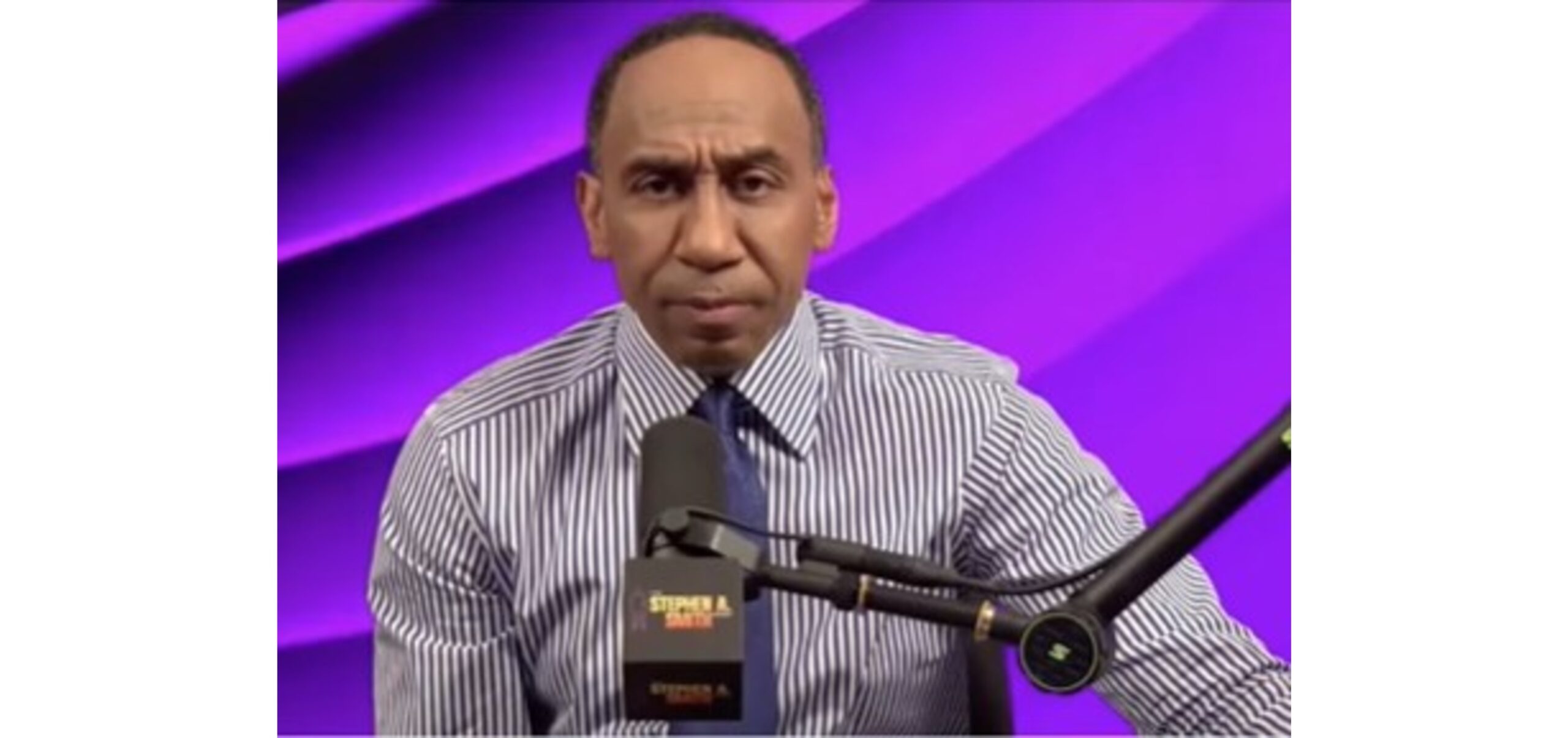 Stephen A. Smith reacts after Ryan Clark firing at ESPN