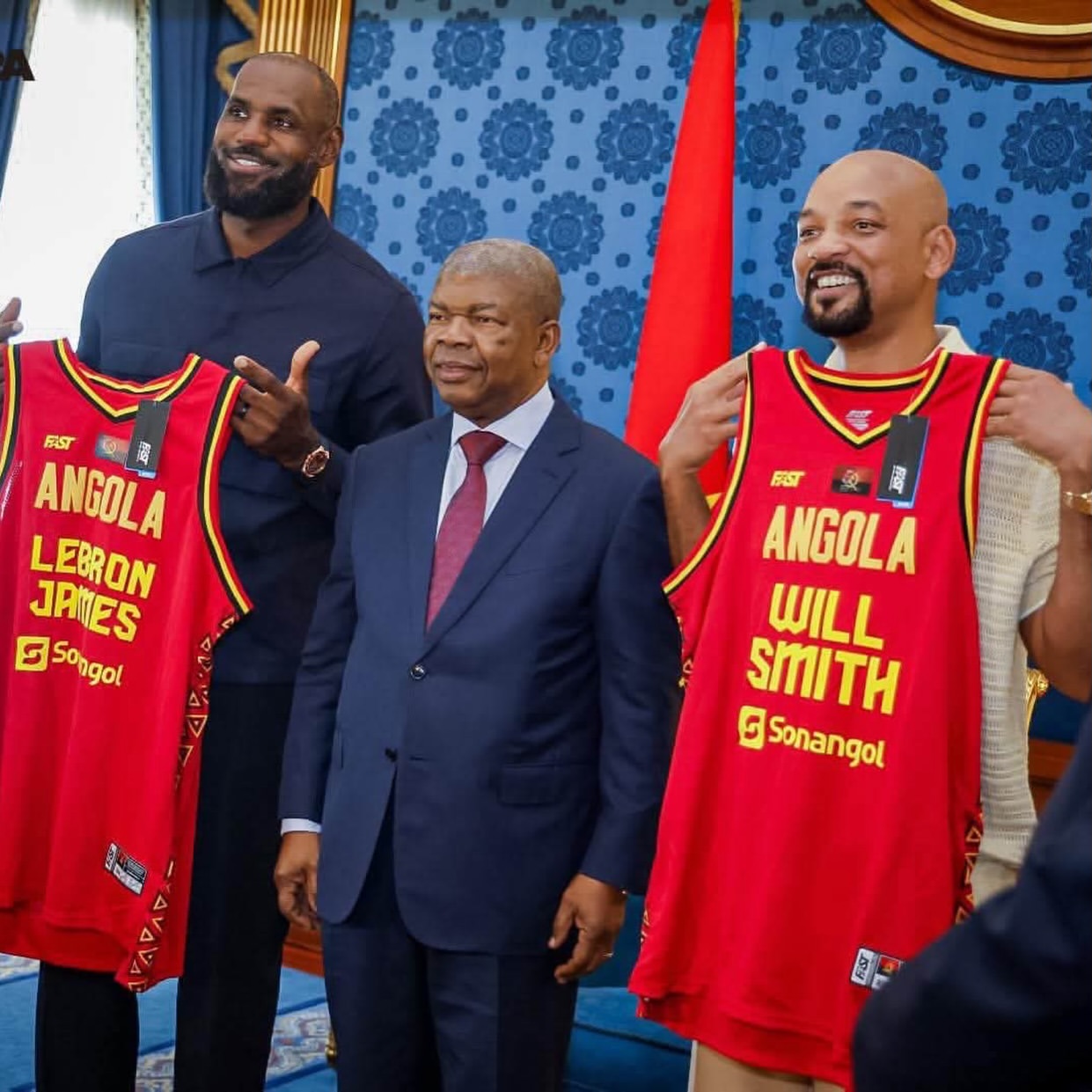 LeBron James and Will Smith Meet Angola's President