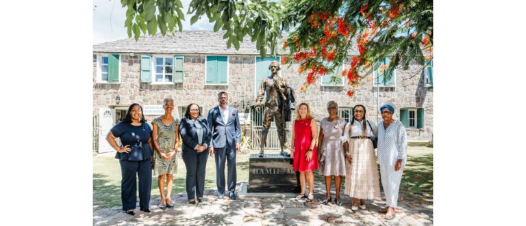 Nevis officials and U.S. Embassy representatives at the signing ceremony for the $245,000 cultural preservation grant.